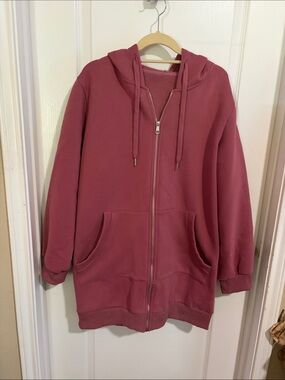 Women's Zip-Up Hooded Jacket in Dusty Rose